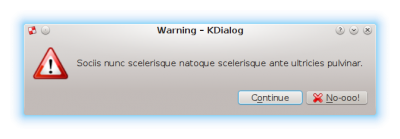 Picture of using alternative text for the Cancel button on a Kdialog