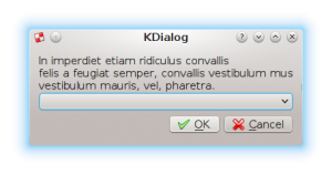 Picture of using the ComboBox Kdialog