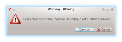 Picture of using alternative text for the Continue button on a Kdialog