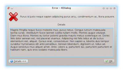 Picture of using the Error Kdialog with expandable details