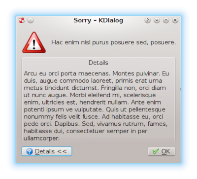 Picture of using the Sorry Kdialog with expandable details