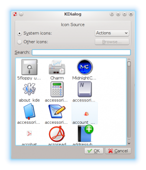 Picture of using Kdialog to select a system icon