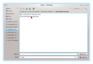 Picture of using the GetOpenFileName Kdialog
