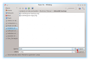 Picture of using the GetSaveFileName Kdialog