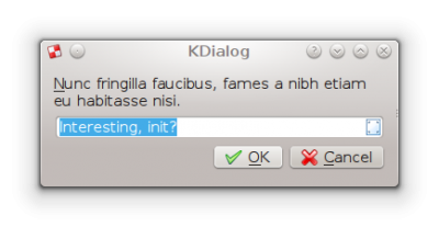 Picture of using the Kdialog Input box