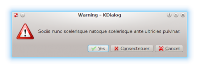 Picture of use alternative text for the no button on a Kdialog