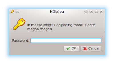 Picture of using the Password Kdialog