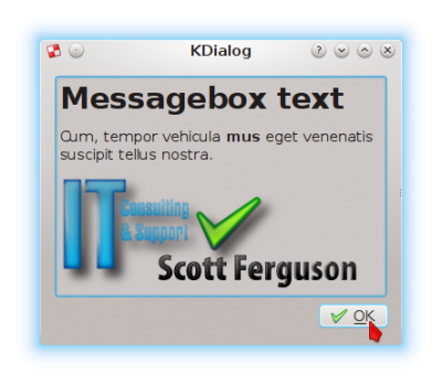 Picture of using the Text Box Kdialog