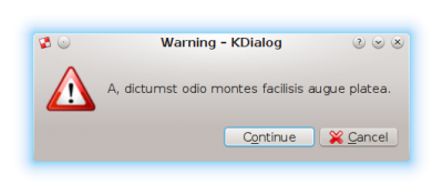 Picture of warningcontinuecancel Kdialog